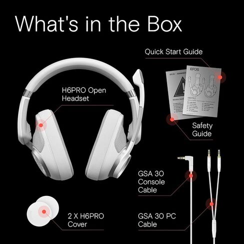 EPOS Audio H6PRO Open Acoustic Gaming Headset (Ghost White) in Kuwait