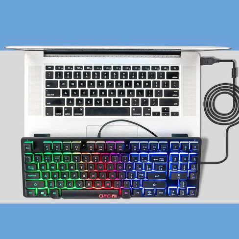 Wireless Gaming Keyboard with knob and Mouse Combo USB Dongle 2.4G Rechargeable 3000mAH Battery RGB Backlit Stainless Panel 4200DPI Side Button Mice for PC Laptop Compatible with Windows 8/9/10 MacOS in Saudi Arabia