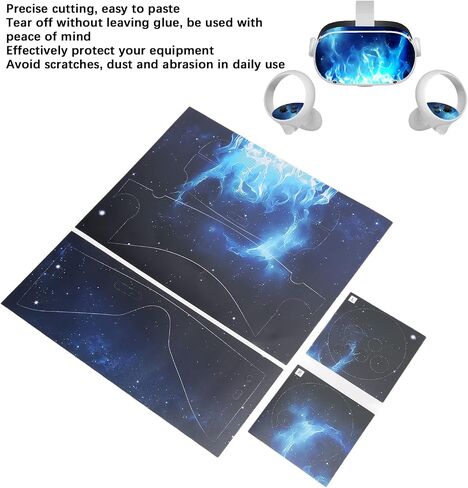 VGEBY VR Glasses Skin Stickers,Protective Skin Decals PVC Removable Glasses Sticker Controller Skin Stickers for Oculus Quest 2 Accessories (Blue Fire) Other Children's Outdoor Toys Products in Saudi Arabia