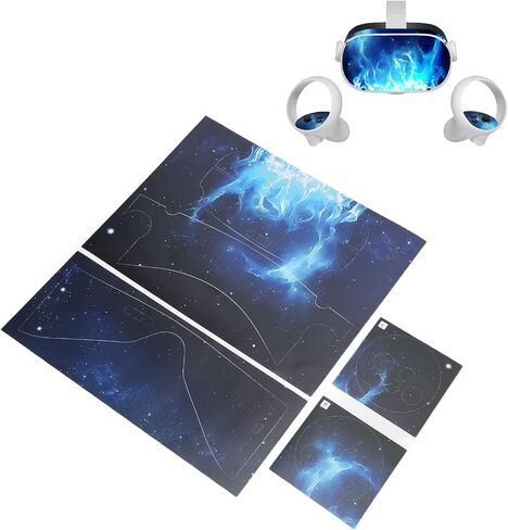 VGEBY VR Glasses Skin Stickers,Protective Skin Decals PVC Removable Glasses Sticker Controller Skin Stickers for Oculus Quest 2 Accessories (Blue Fire) Other Children's Outdoor Toys Products in Saudi Arabia