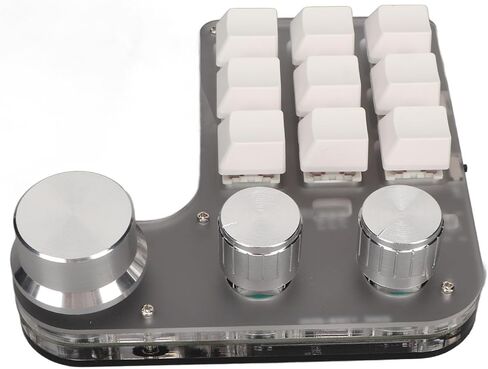 لوحة مفاتيح GLOGLOW Mini للألعاب، 9 مفاتيح 1200 مللي أمبير في الساعة 3 أزرار قابلة للاستبدال، لوحة مفاتيح صغيرة مخصصة بإضاءة خلفية RGB لتحرير الفيديو (أبيض) in Kuwait