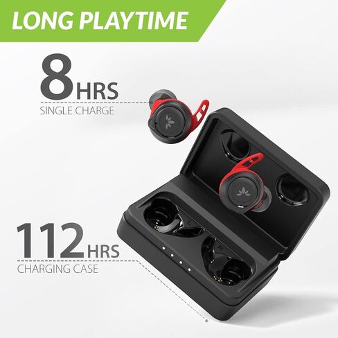 Avantree Wireless Earbuds with Ear Fins for Running Sport Workout Exercise, IPX7 Sweatproof, Bluetooth 5.0 Earphones, Comfortable Snug Fit, 120Hrs, aptX Great Sound, Volume Control - TW106 in Saudi Arabia