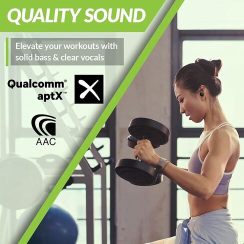 Avantree Wireless Earbuds with Ear Fins for Running Sport Workout Exercise, IPX7 Sweatproof, Bluetooth 5.0 Earphones, Comfortable Snug Fit, 120Hrs, aptX Great Sound, Volume Control - TW106 in Saudi Arabia