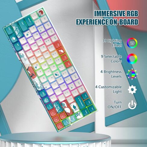 Womier M84 75% Wireless/Wired Mechanical Keyboard, Compact 84 Keys Hot Swappable Gaming Keyboard, N-Key Rollover RGB Custom Keyboard for Windows Mac PC Gamer (Coral Sea, Gateron Yellow Switch) in Kuwait