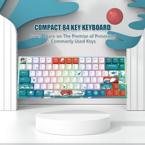 Womier M84 75% Wireless/Wired Mechanical Keyboard, Compact 84 Keys Hot Swappable Gaming Keyboard, N-Key Rollover RGB Custom Keyboard for Windows Mac PC Gamer (Coral Sea, Gateron Yellow Switch) in Kuwait