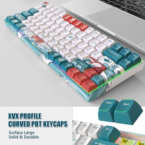 Womier M84 75% Wireless/Wired Mechanical Keyboard, Compact 84 Keys Hot Swappable Gaming Keyboard, N-Key Rollover RGB Custom Keyboard for Windows Mac PC Gamer (Coral Sea, Gateron Yellow Switch) in Kuwait
