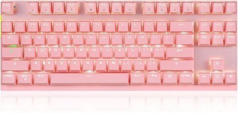 MOTOSPEED 2.4GHz Wireless/Wired Mechanical Gaming Keyboard White Backlit/Durable Battery,Type-C Gaming/Typist Keyboard for Mac/PC/Laptop(Pink, 87 Key Red Switches) in Kuwait