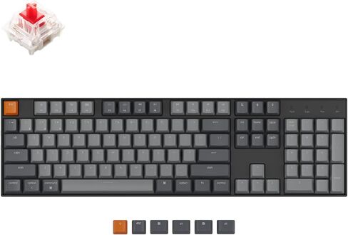 Keychron K10 Full Size Layout RGB Backlit Hot-Swappable Mechanical Gaming Keyboard for Mac Windows, Multitasking 104-Key Bluetooth Wireless/USB Wired Computer Keyboard with Keychron Super Red Switch in Kuwait