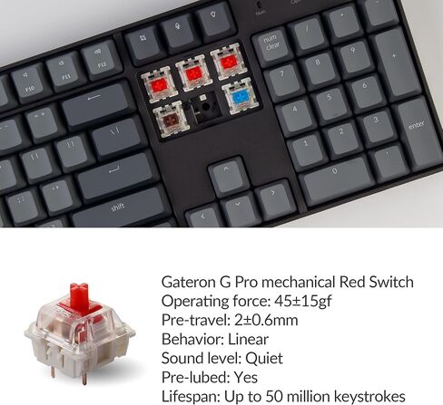 Keychron K10 Full Size Layout RGB Backlit Hot-Swappable Mechanical Gaming Keyboard for Mac Windows, Multitasking 104-Key Bluetooth Wireless/USB Wired Computer Keyboard with Keychron Super Red Switch in Kuwait