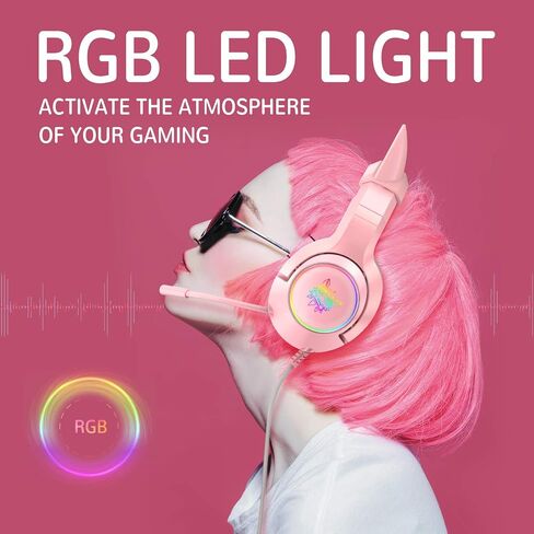 SIMGAL Pink Gaming Headset Only Compatible with PS4, PC, Computer and Laptop with 7.1 Virtual Surround Sound, Removable Cat Ear, Nose Canceling Retractable Microphone, USB Plug(No 3.5mm Plug) in Saudi Arabia