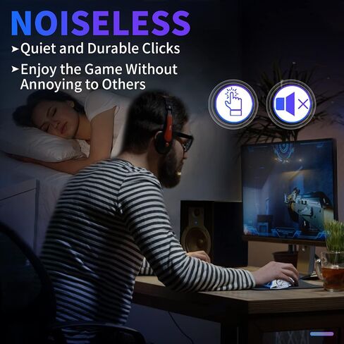 LETGOALL Silent Click Gaming Mouse, Wired Computer Mouse with RGB Backlit, 4 Adjustable DPI Up to 3200, Ergonomic Gamer Mouse with High Precision Sensor for Windows PC & Laptop in Saudi Arabia