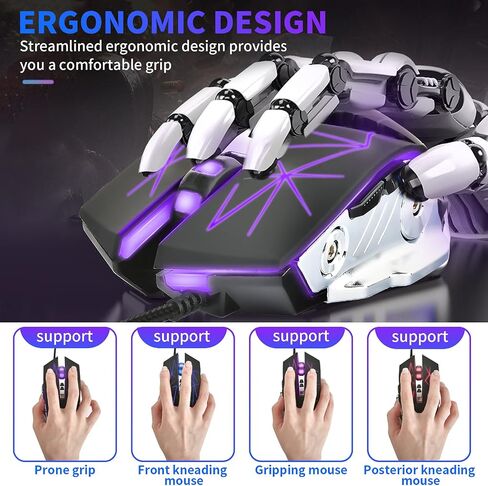 LETGOALL Silent Click Gaming Mouse, Wired Computer Mouse with RGB Backlit, 4 Adjustable DPI Up to 3200, Ergonomic Gamer Mouse with High Precision Sensor for Windows PC & Laptop in Saudi Arabia
