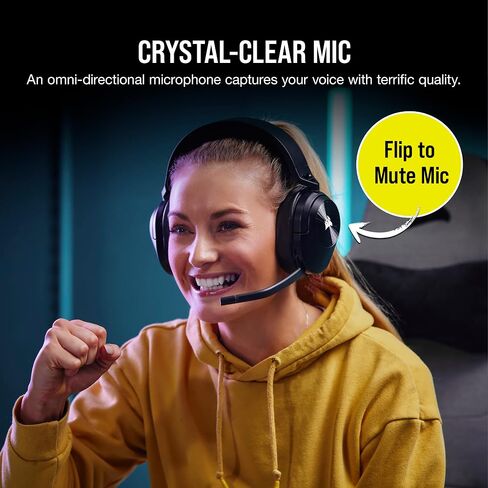 Corsair HS55 Wireless Multiplatform Lightweight Gaming Headset with Bluetooth - Dolby 7.1 Surround Sound - iCUE Compatible - PC, PS5, PS4, Nintendo Switch, Mobile - Black in Kuwait
