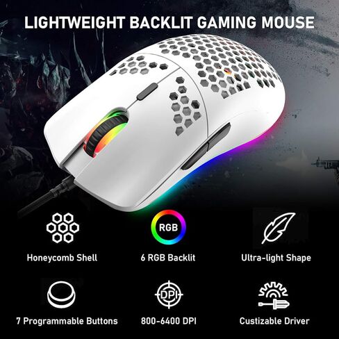 ماوس لوحة مفاتيح ميكانيكية سلكية بنسبة 60% للألعاب، Chroma RGB 12 LED بإضاءة خلفية من النوع C لاسلكية 61 مفتاحًا لوحة مفاتيح ألعاب مدمجة بلوتوث 5.0 مفتاح أحمر، ماوس ألعاب RGB 12000 نقطة في البوصة لألعاب الكمبيوتر المحمول (أبيض) in Kuwait