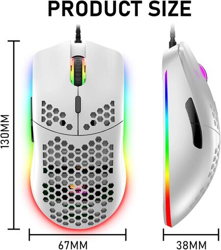 ماوس لوحة مفاتيح ميكانيكية سلكية بنسبة 60% للألعاب، Chroma RGB 12 LED بإضاءة خلفية من النوع C لاسلكية 61 مفتاحًا لوحة مفاتيح ألعاب مدمجة بلوتوث 5.0 مفتاح أحمر، ماوس ألعاب RGB 12000 نقطة في البوصة لألعاب الكمبيوتر المحمول (أبيض) in Kuwait
