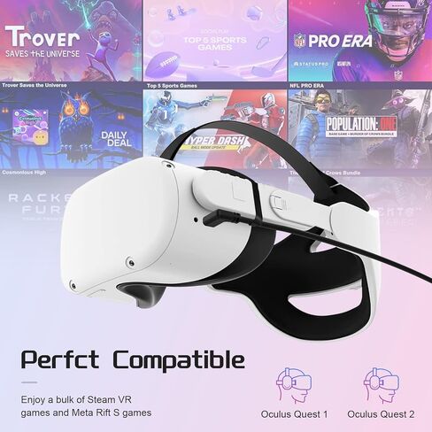 كابل VR Link متوافق مع سماعة الرأس Oculus Quest 2 / Quest 1 VR للألعاب، كابل توصيل بطول 10 أقدام للشحن السريع ونقل بيانات الكمبيوتر، كابل USB C 3.2 Gen1 لأجهزة الكمبيوتر الشخصية للألعاب in Kuwait