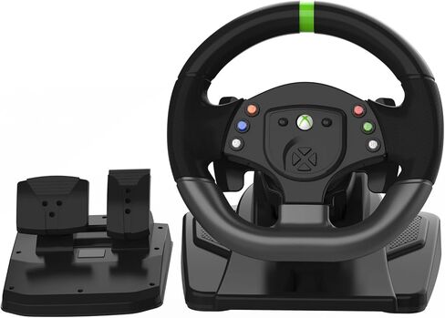 عجلات سباق ألعاب DOYO Xbox 360، عجلة قيادة الكمبيوتر الشخصي وتشغيل ألعاب القيادة Volante 180 درجة USB مع حزمة ناقل الدواسات لأجهزة XBOX 360 / Windows PC / PS3 /Nintendo Switch/Android in Saudi Arabia