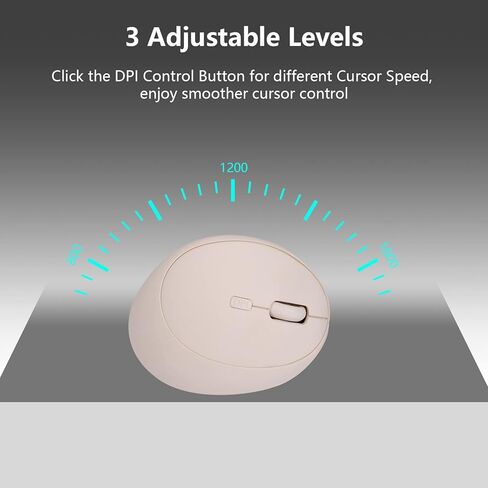 ماوس لاسلكي عمودي 2.4G، ماوس بصري مريح، 800 / 1200 /1600 نقطة في البوصة، 6 أزرار للكمبيوتر المحمول، سطح المكتب، الكمبيوتر الشخصي، الكمبيوتر، المكتب (أسود) in Kuwait