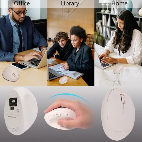 ماوس لاسلكي عمودي 2.4G، ماوس بصري مريح، 800 / 1200 /1600 نقطة في البوصة، 6 أزرار للكمبيوتر المحمول، سطح المكتب، الكمبيوتر الشخصي، الكمبيوتر، المكتب (أسود) in Kuwait