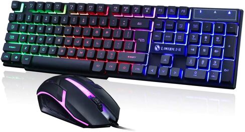 Colorful Led Illuminated Backlit USB Wired Pc Rainbow Gaming Keyboard Mouse Set - Gtx300 Wired USB Colorful Touch Backlight Keyboard and Mouse Set black in Saudi Arabia