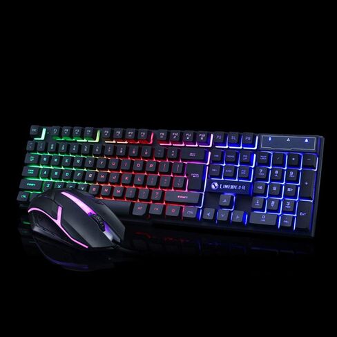Colorful Led Illuminated Backlit USB Wired Pc Rainbow Gaming Keyboard Mouse Set - Gtx300 Wired USB Colorful Touch Backlight Keyboard and Mouse Set black in Saudi Arabia