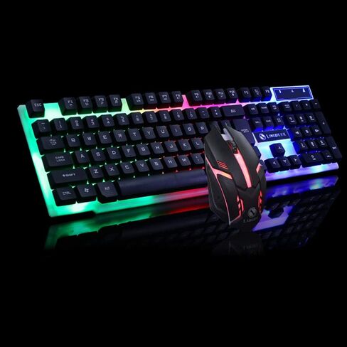 Colorful Led Illuminated Backlit USB Wired Pc Rainbow Gaming Keyboard Mouse Set - Gtx300 Wired USB Colorful Touch Backlight Keyboard and Mouse Set black in Saudi Arabia