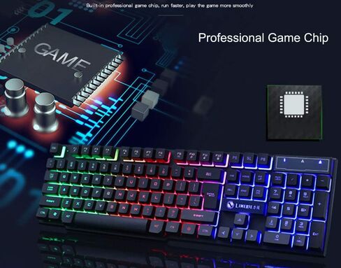 Colorful Led Illuminated Backlit USB Wired Pc Rainbow Gaming Keyboard Mouse Set - Gtx300 Wired USB Colorful Touch Backlight Keyboard and Mouse Set black in Saudi Arabia