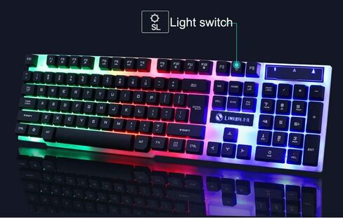Colorful Led Illuminated Backlit USB Wired Pc Rainbow Gaming Keyboard Mouse Set - Gtx300 Wired USB Colorful Touch Backlight Keyboard and Mouse Set black in Saudi Arabia
