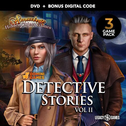 Legacy Games ألعاب الأشياء المخفية المذهلة للكمبيوتر الشخصي: Detective Stories Vol. 2 (3 حزمة ألعاب) - قرص DVD للكمبيوتر الشخصي مع رموز التنزيل الرقمية in Saudi Arabia