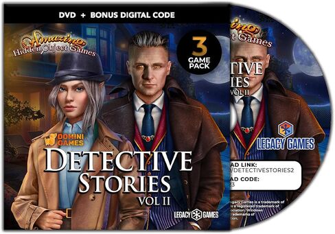 Legacy Games ألعاب الأشياء المخفية المذهلة للكمبيوتر الشخصي: Detective Stories Vol. 2 (3 حزمة ألعاب) - قرص DVD للكمبيوتر الشخصي مع رموز التنزيل الرقمية in Saudi Arabia