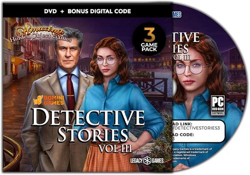 Legacy Games ألعاب الأشياء المخفية المذهلة للكمبيوتر الشخصي: Detective Stories Vol. 2 (3 حزمة ألعاب) - قرص DVD للكمبيوتر الشخصي مع رموز التنزيل الرقمية in Saudi Arabia