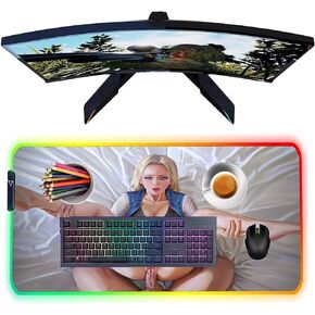 Sexy Anime Girl RGB LED Gaming Mouse Pad Big Computer Mousepad Backlit Carpet Keyboard Desk Mat Sexy Butt Breasts Chest 35.43 inch x15.74 inch -A1 in Saudi Arabia