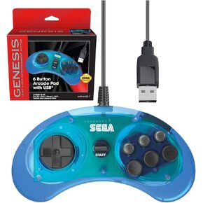 Retro-Bit Official Sega Genesis USB Controller 6-Button Arcade Pad for Sega Genesis Mini, PS3, PC, Mac, Steam, Switch - USB Port - (Black) in Kuwait