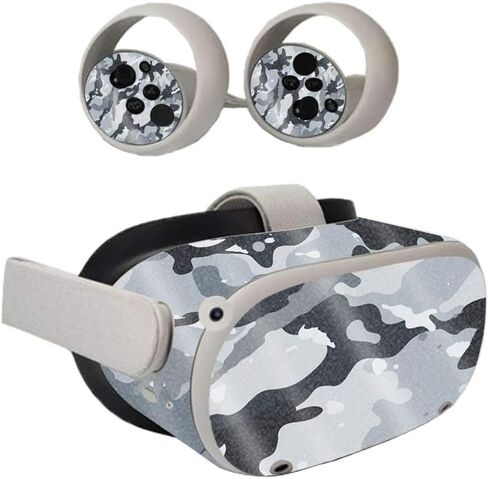 MightySkins Glossy Glitter Skin Compatible With Oculus Quest 2 - Gray Camouflage | Protective, Durable High-Gloss Glitter Finish | Easy to Apply, Remove, and Change Styles | Made in The USA in Saudi Arabia