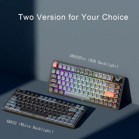 A.JAZZ AK832 Wireless Mechanical Gaming Keyboard 75% Low Profile Gasket with 2.4Ghz/Bluetooth 5.0/Type-c Wired Coiled Cable White Backlight NKRO TKL for Win Mac Gamer Typist (Star Night/Red Switch) in Kuwait