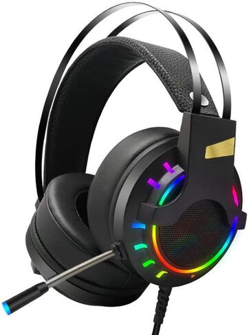 hoopoocolor K3 Gaming Headset, 7.1 Surround Sound, Noise Canceling HD Microphone with Microphone, LED Light Surround Sound Headset, Plug and Play for PC Computer Service in Saudi Arabia