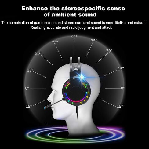 hoopoocolor K3 Gaming Headset, 7.1 Surround Sound, Noise Canceling HD Microphone with Microphone, LED Light Surround Sound Headset, Plug and Play for PC Computer Service in Saudi Arabia