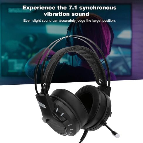 hoopoocolor K3 Gaming Headset, 7.1 Surround Sound, Noise Canceling HD Microphone with Microphone, LED Light Surround Sound Headset, Plug and Play for PC Computer Service in Saudi Arabia