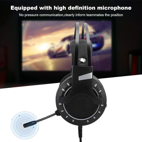 hoopoocolor K3 Gaming Headset, 7.1 Surround Sound, Noise Canceling HD Microphone with Microphone, LED Light Surround Sound Headset, Plug and Play for PC Computer Service in Saudi Arabia