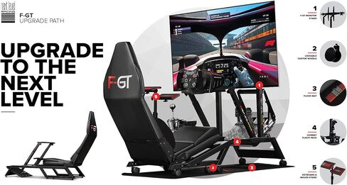 Next Level Racing F-GT Racing Simulator Cockpit. Formula and GT racing simulator cockpit compatible with Thrustmaster, Fanatec, Moza Racing on PC, Xbox and PS in Saudi Arabia