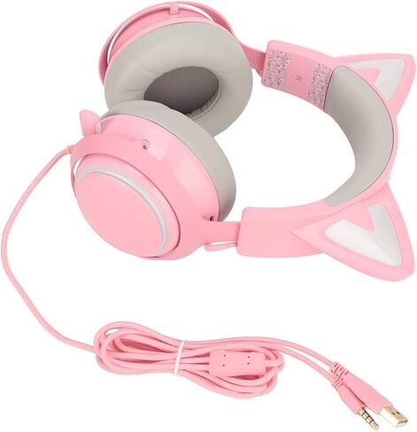 Dilwe Cat Ear Headset Gaming Headsets for PS5/ PS4/ PC, Cat Ear Headset PC Gaming Headphones with Mic 3 Sound Effects, RGB Lighting for Girls, Women, for PC PS4 Game Cellphone Laptop in Saudi Arabia