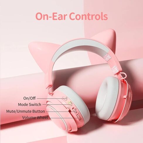Dilwe Cat Ear Headset Gaming Headsets for PS5/ PS4/ PC, Cat Ear Headset PC Gaming Headphones with Mic 3 Sound Effects, RGB Lighting for Girls, Women, for PC PS4 Game Cellphone Laptop in Saudi Arabia