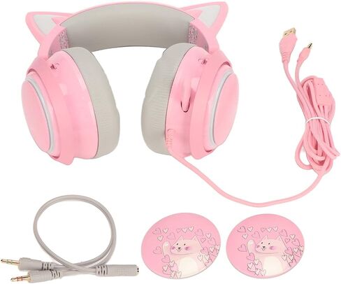 Dilwe Cat Ear Headset Gaming Headsets for PS5/ PS4/ PC, Cat Ear Headset PC Gaming Headphones with Mic 3 Sound Effects, RGB Lighting for Girls, Women, for PC PS4 Game Cellphone Laptop in Saudi Arabia