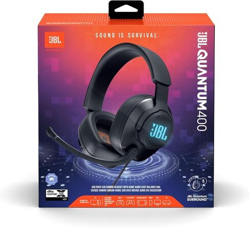 JBL Quantum 400 - Wired Over-Ear Gaming Headphones with USB and Game-Chat Balance Dial - Black in Saudi Arabia