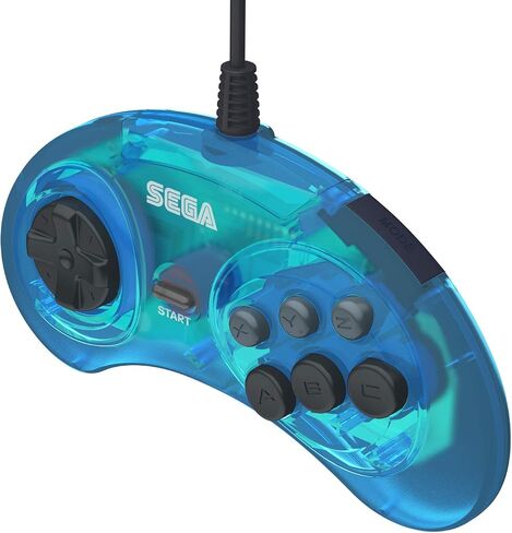 وحدة تحكم USB رسمية من Retro-Bit Sega Genesis USB مزودة بـ 6 أزرار لـ Sega Genesis Mini وPS3 وPC وMac وSteam وSwitch - منفذ USB - (أزرق شفاف) in Kuwait