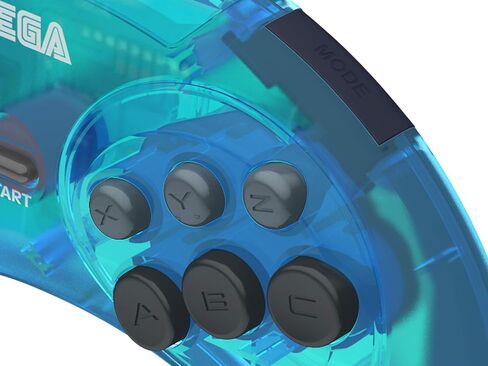 وحدة تحكم USB رسمية من Retro-Bit Sega Genesis USB مزودة بـ 6 أزرار لـ Sega Genesis Mini وPS3 وPC وMac وSteam وSwitch - منفذ USB - (أزرق شفاف) in Kuwait