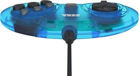 وحدة تحكم USB رسمية من Retro-Bit Sega Genesis USB مزودة بـ 6 أزرار لـ Sega Genesis Mini وPS3 وPC وMac وSteam وSwitch - منفذ USB - (أزرق شفاف) in Kuwait