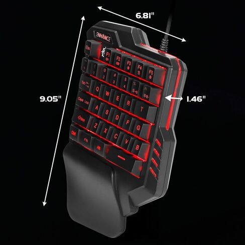 انهانس لوحة مفاتيح صغيرة للالعاب بيد واحدة - 7 الوان LED خلفية، مفاتيح قابلة للبرمجة، وسادة معصم مريحة وكيبل USB مضفر - رائعة لالعاب الرياضات الالكترونية اف بي اس والعاب الاكشن in Saudi Arabia