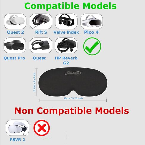 Digicharge VR Lens Cover Protector, Compatible with Meta Quest 2, Quest Pro, Oculus Quest, Rift S, Valve Index, Pico 4 and HP Reverb G2 (Classic), Premium Foam, Dust and Scratch Shield VR Lens Cap in Saudi Arabia