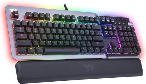 لوحة مفاتيح للألعاب من ثيرمال تاك أرجينت K5 RGB (فضية سويتش )، تصميم من الألومنيوم والتيتانيوم الانسيابي، 16.8 مليون لون RGB ، مضادة للتجوح، مسند معصم جلد صناعي مغناطيسي، GKB-KB5-SSSRUS-01 in Kuwait